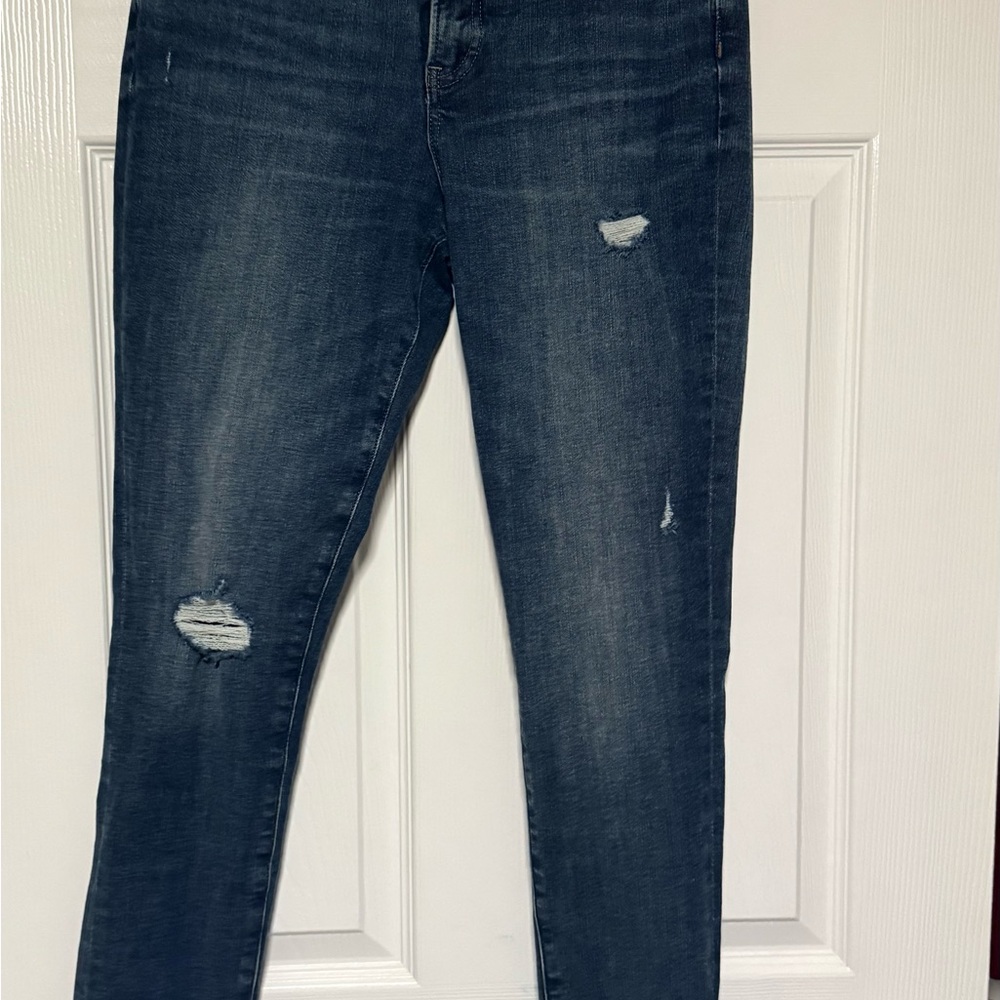 Express Dark Blue Distressed Skinny Jeans